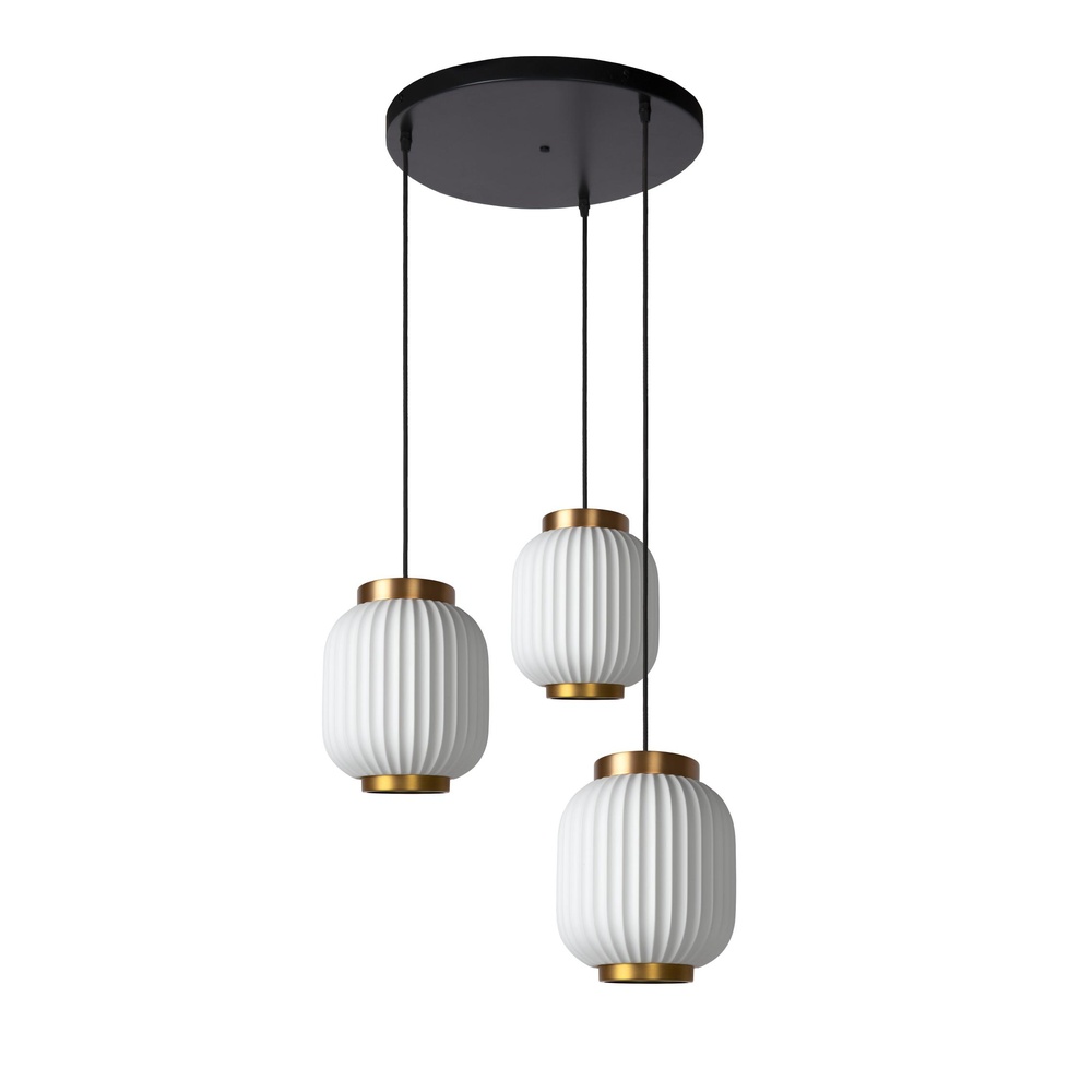 Lucide Design hanglampGosse 3-lichts goud met wit - 13435/03/31